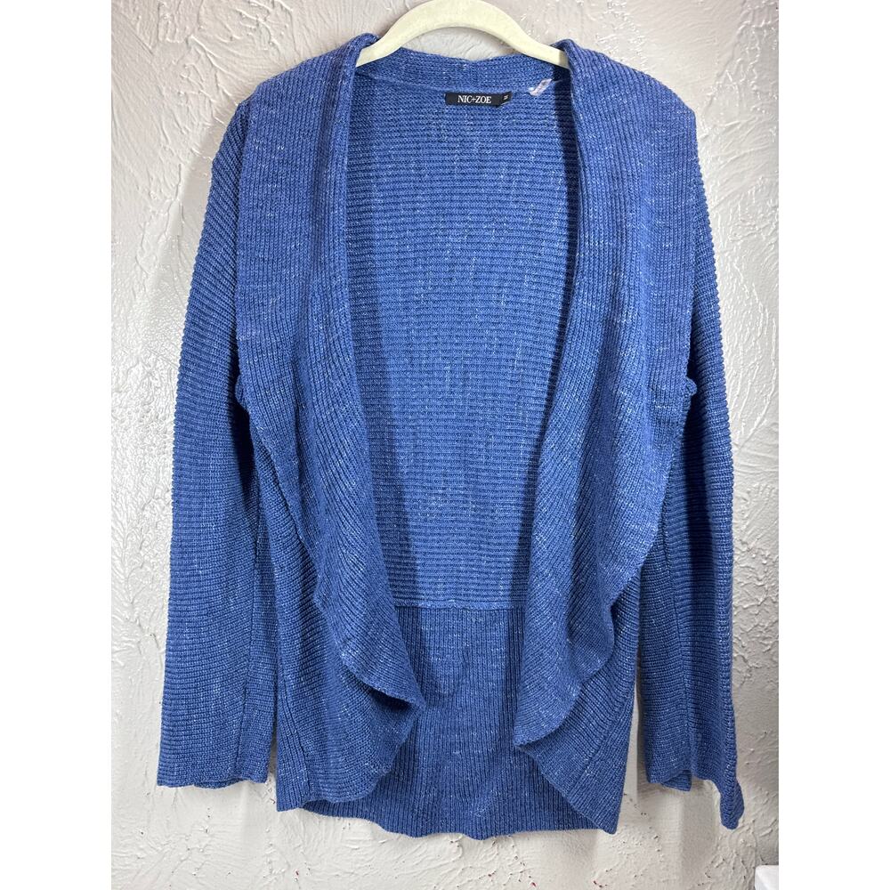 Nic & Zoe Cotton Rayon Blend Cardigan Open Front Waterfall Womens‎ Size Medium